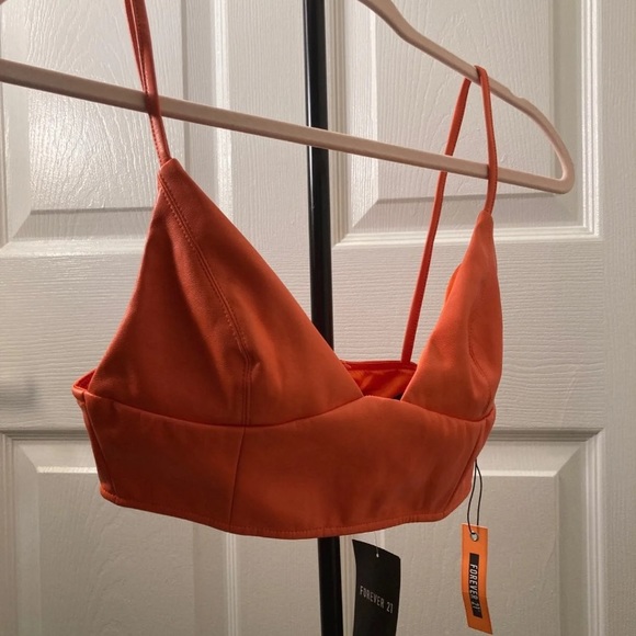 Orange Zip-Up Crop Top - Picture 3 of 3